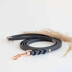 BioThane-hihna Braid, musta/ruusukulta>Tyylivoitto Clearance
