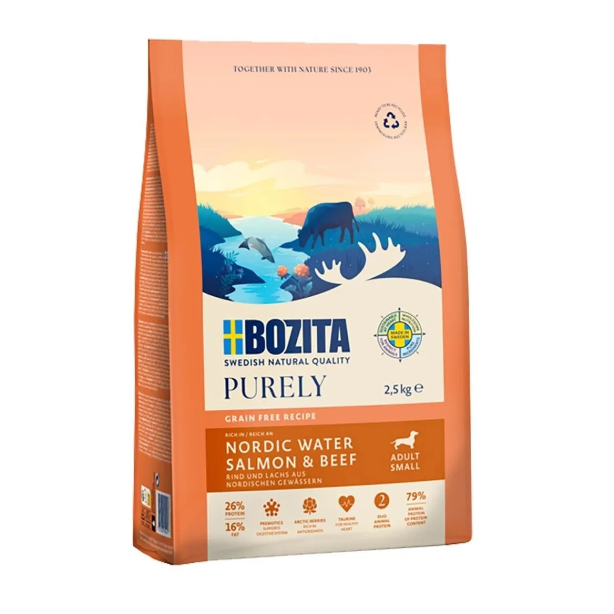 Dog Purely Adult Small Salmon & Beef 2,5 kg>Bozita New
