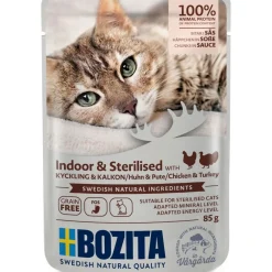 Indoor & Sterilised kana&kalkkuna kastikkeessa 85 g>Bozita New