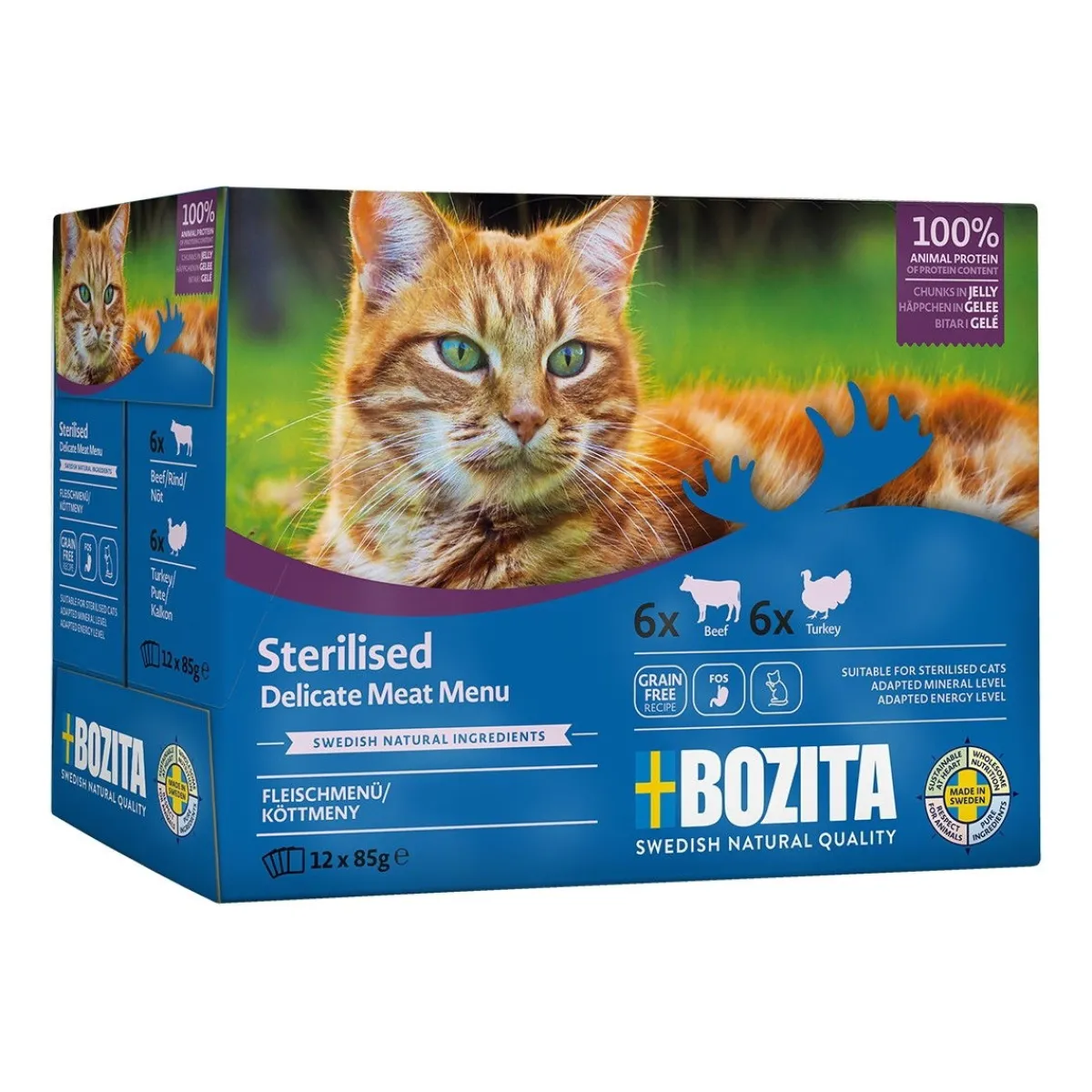 Indoor & Sterilised lihalajitelma hyytelössä 12x85 g>Bozita Clearance