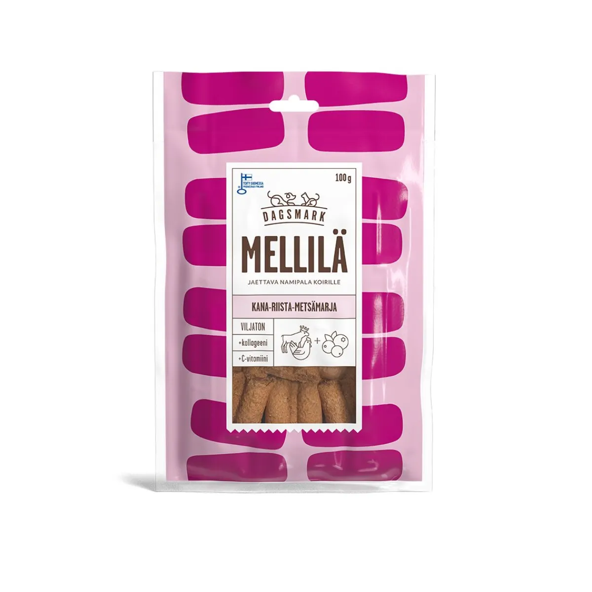 Mellilä kana-riista-metsämarjanami koiralle 100 g>Dagsmark Hot