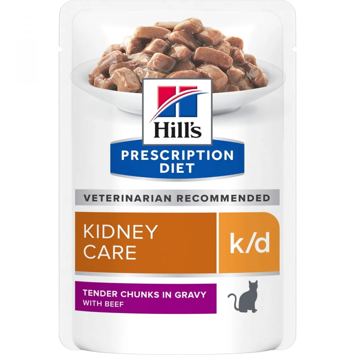 Hills Diet Cat k/d Beef Pouch 12x85g>Hill's Prescription Diet Hot
