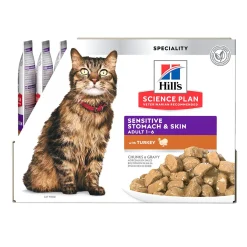 Science Plan Cat Adult Sensitive Stomach & Skin Turkey 12x85g>Hill's Sale