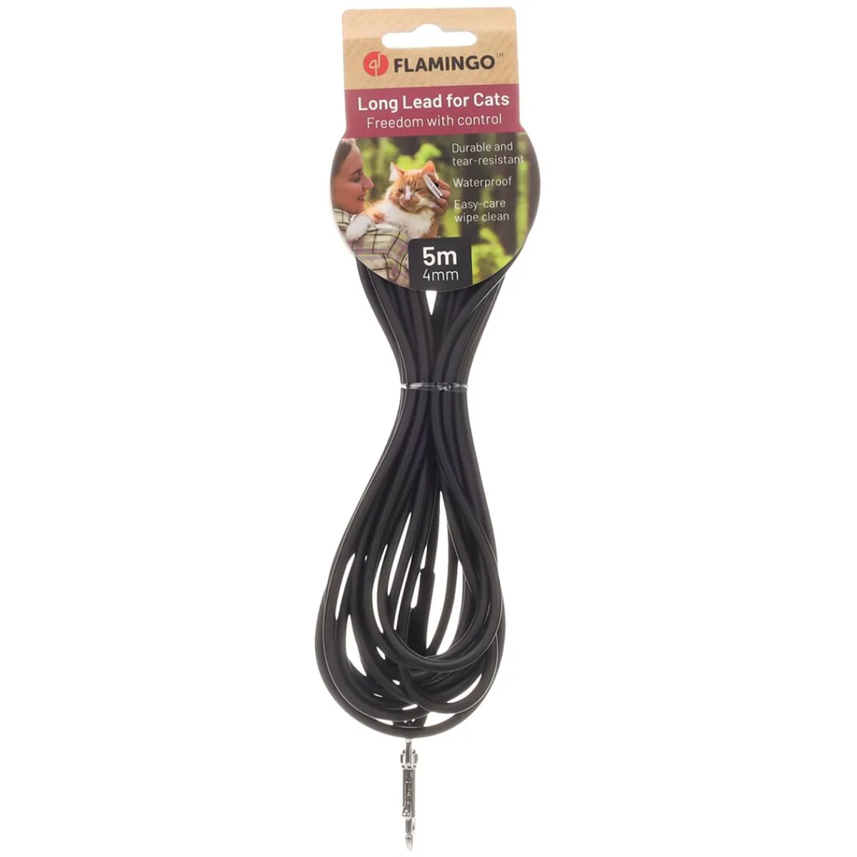 Kissan talutushihna Caspar 5m/4mm, musta>Flamingo New