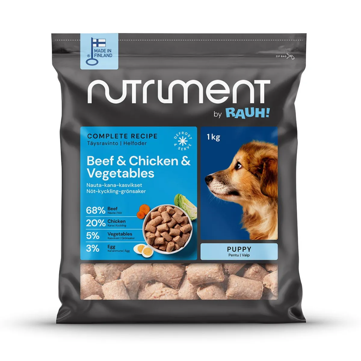 Nauta-kana-kasvispullat pennuille 1 kg>Nutriment by Rauh! Best