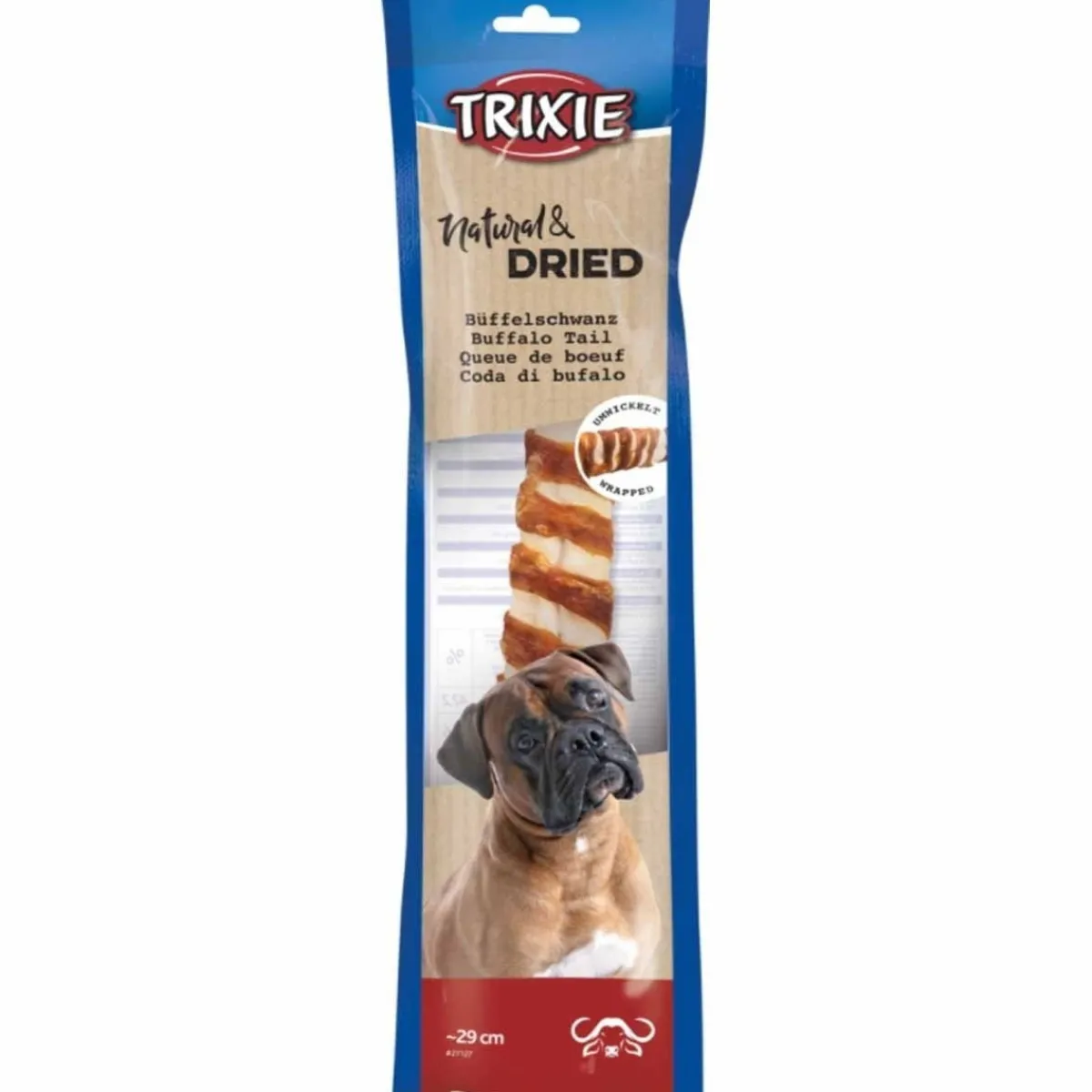 Puhvelinhäntä lihakääreellä 28 cm, Natural>Trixie Online