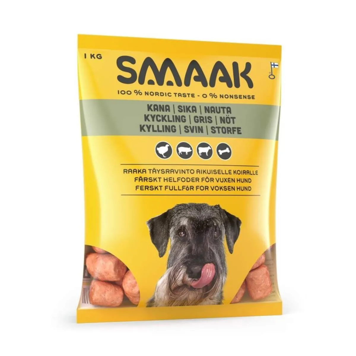 raaka täysravinto kana, sika & naudanmaha 1kg>Smaak Hot