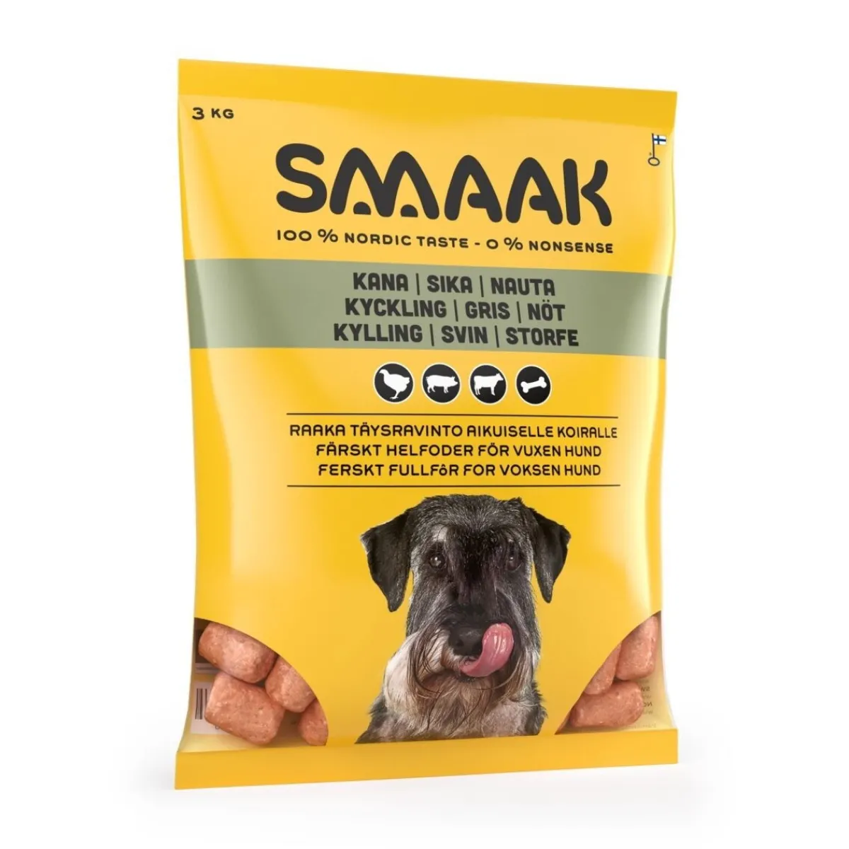 raaka täysravinto kana, sika & naudanmaha 1kg>Smaak Hot